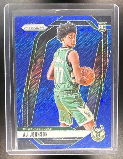 2024-25 Panini Prizm NBA AJ Johnson #251 Blue Shimmer 24/35 RC Buckws