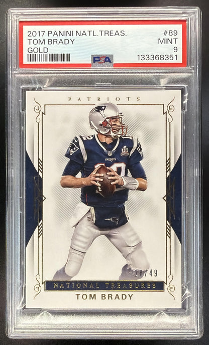 2017 Panini National Treasures Tom Brady #89 Gold 28/49 PSA 9