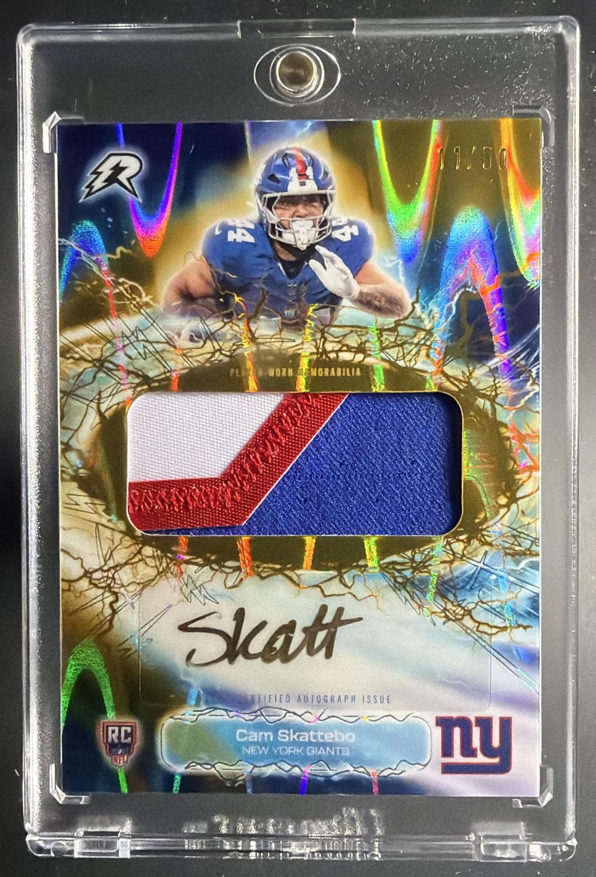 2025 Topps Resurgence Cam Skattebo #RRA-CS Rookie Auto Gold Power Surge Refractor /50 RC