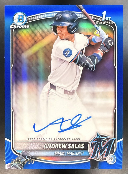 2025 Bowman Chrome Andrew Salas #CPA-AS Auto Blue Refractor 044/150 1st