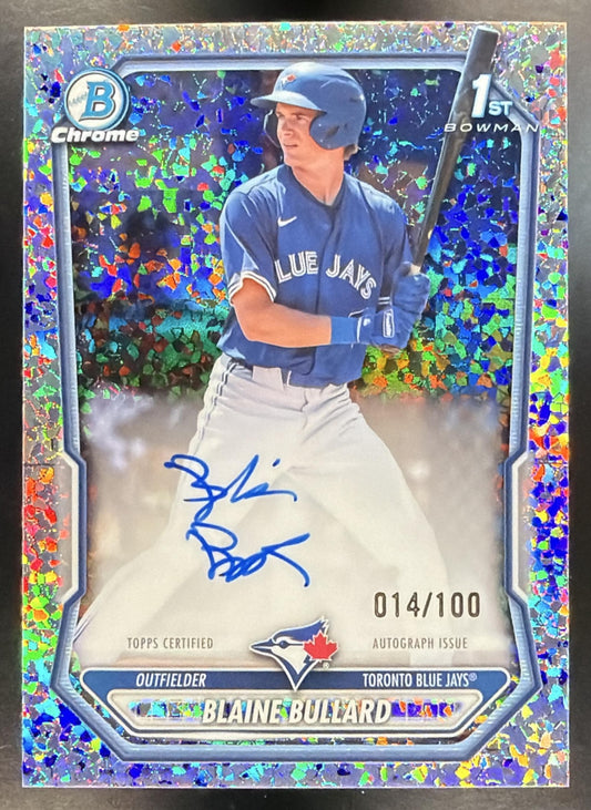 2026 Bowman Blaine Bullard #CPA-BB Chrome Auto Mini-Diamond Refractor 14/100 1st Prospect