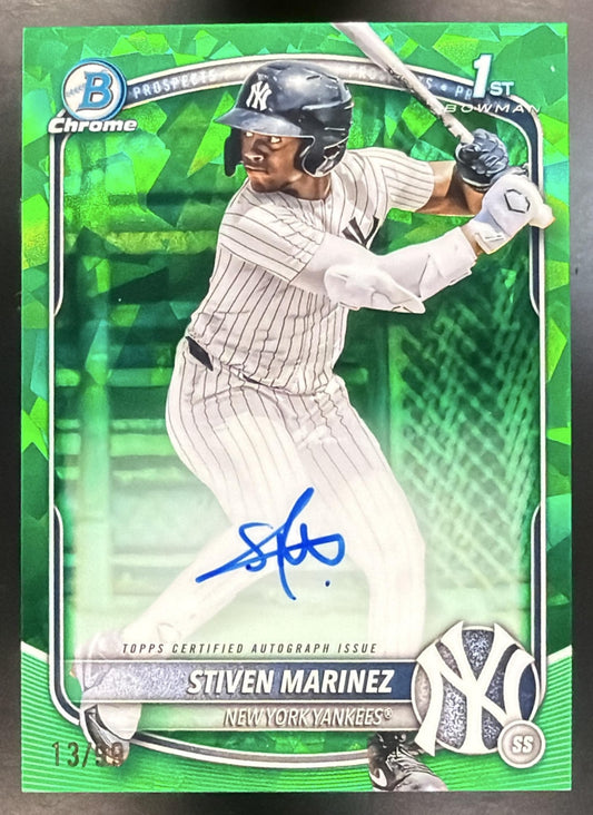 2025 Bowman Chrome Sapphire Stiven Marinez #CPSA-SMA Auto Green Refractor 13/99 1st Prospect
