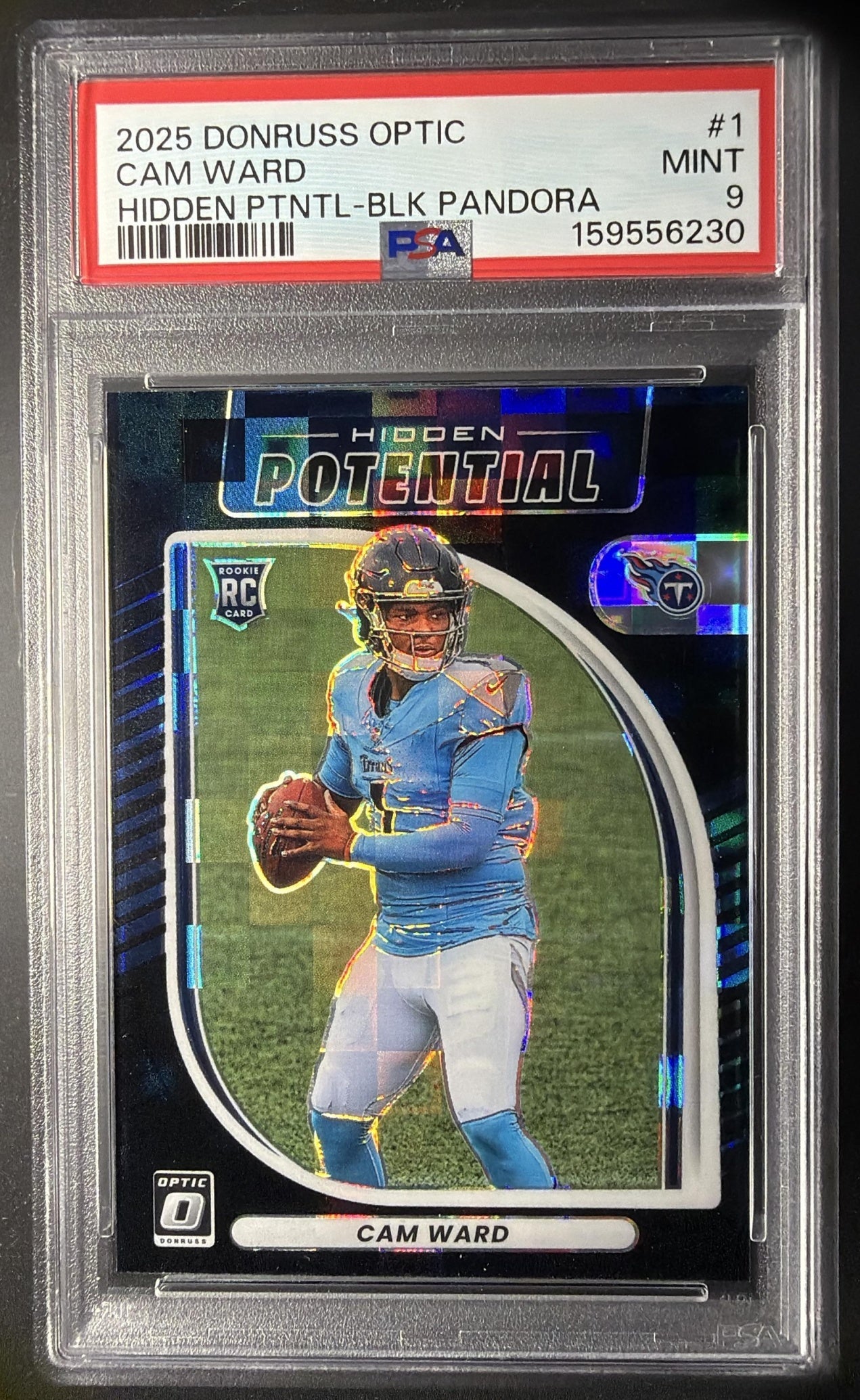 2025 Panini Donruss Optic Cam Ward #1 Hidden Potential Black Pandora Prizm /149 RC PSA 9