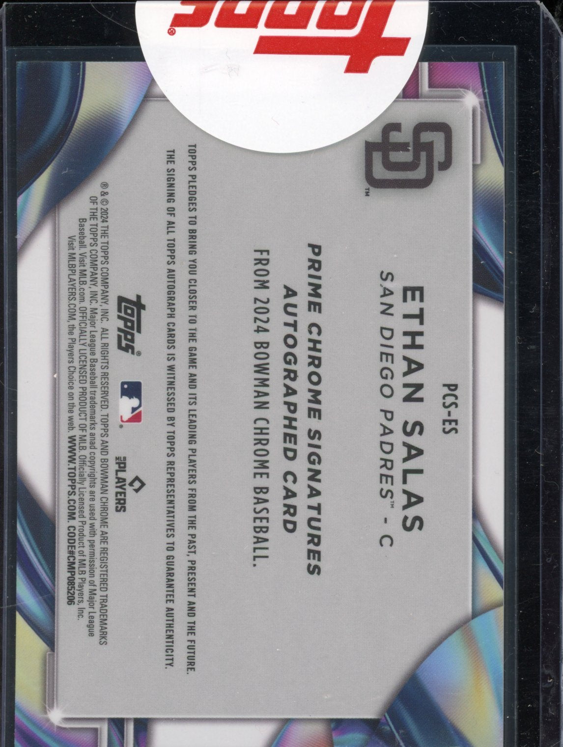 2024 Bowman Chrome Ethan Salas Orange Prime Signatures Auto /25