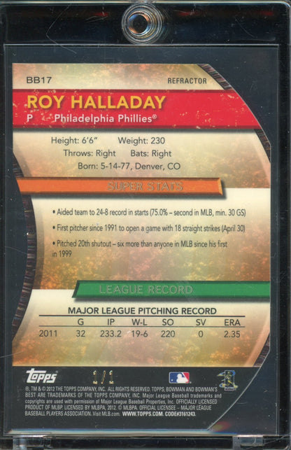 2021 Bowman's Best Roy Halladay Canary Die Cut 1/1