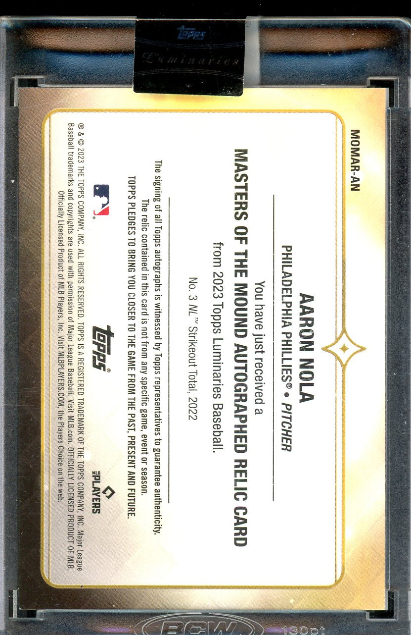 2023 Luminaries Aaron Nola Triple Jersey Auto 01/15