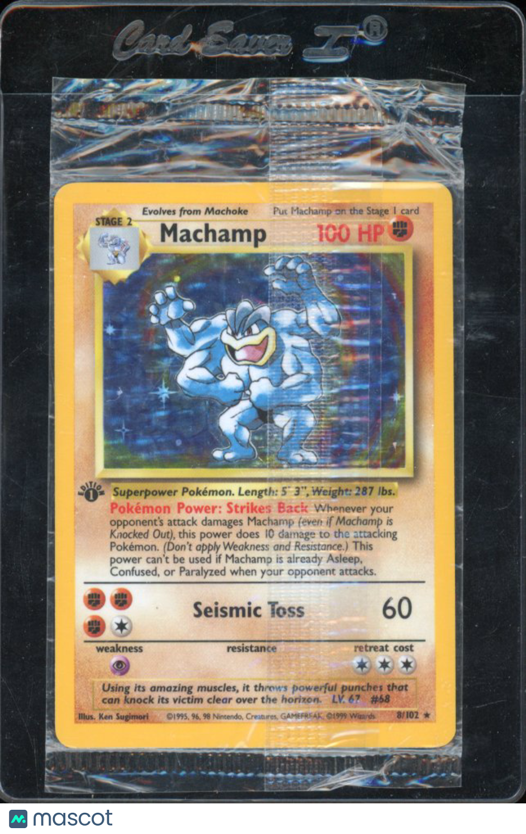 1999 Pokemon Machamp Base Set Holo 8/102 Sealed