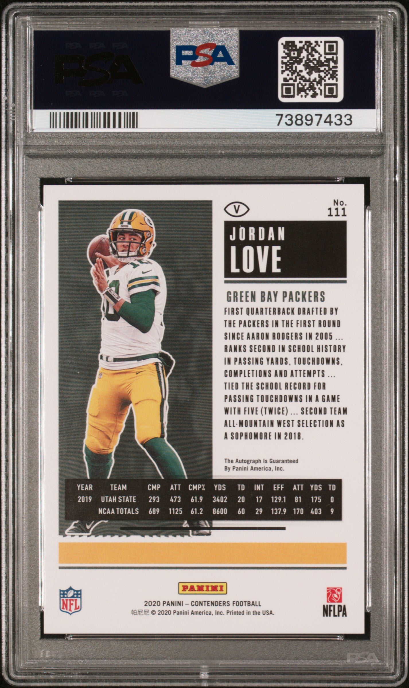 2020 Contenders Jordan Love Rookie Auto PSA 9