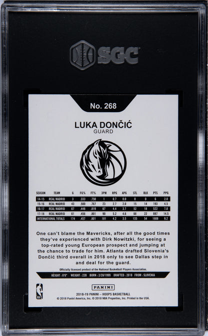 2018 Panini Hoops Luka Doncic Rookie SGC 9.5 RC