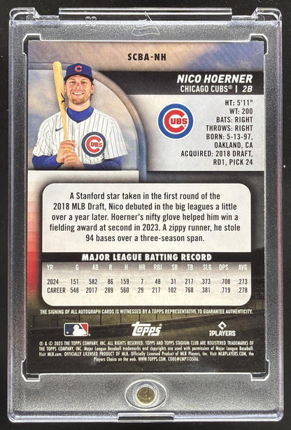 2025 Topps Stadium Club Nico Hoerner #SCBA-NH Auto Gold Foil 9/50