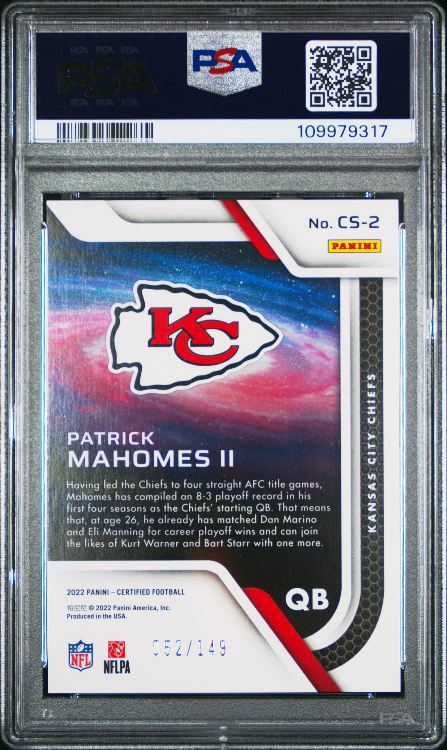 2022 Certified Patrick Mahomes Orange Stars /149 PSA 10