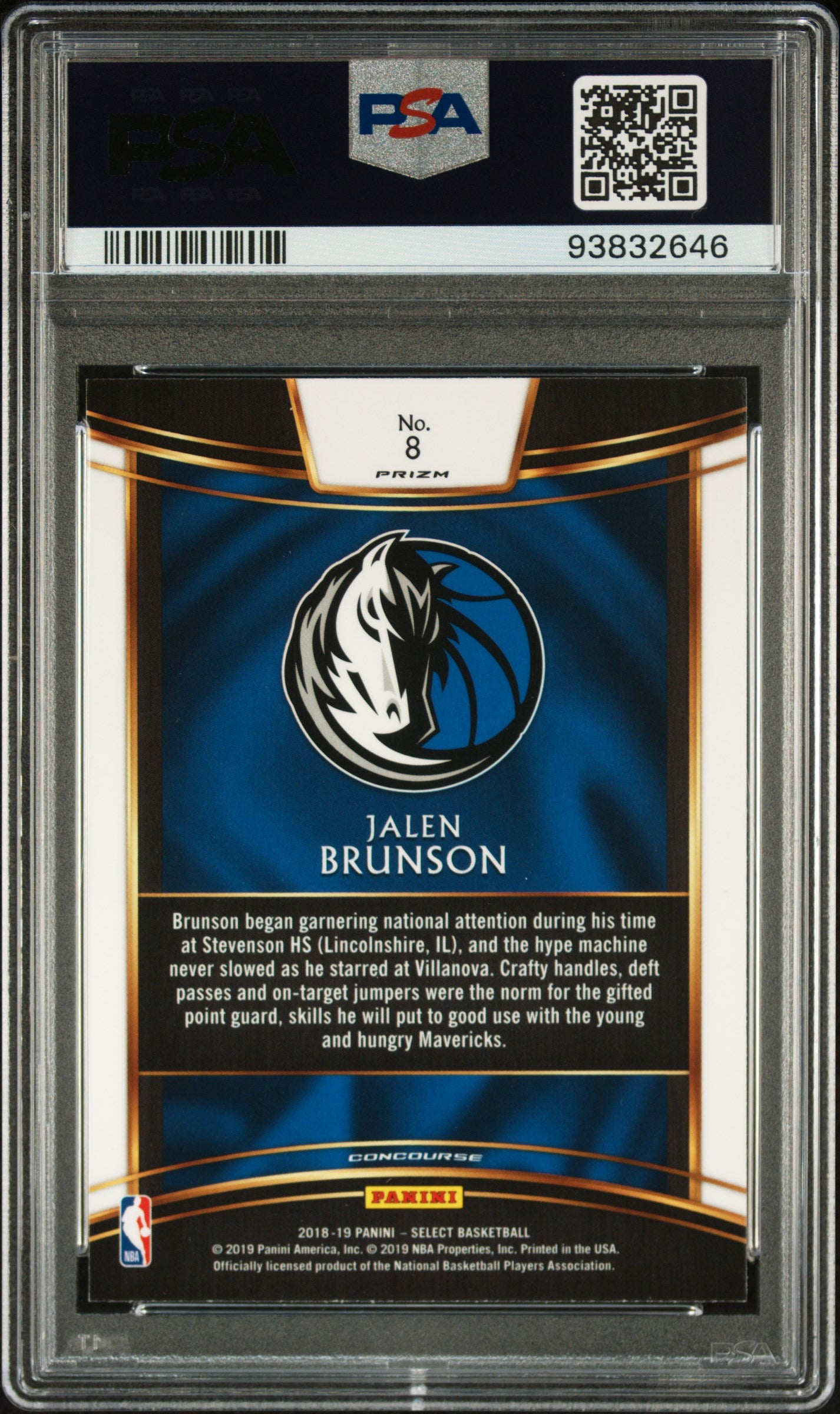 2018-19 Select Jalen Brunson Tri Color Rookie PSA 10