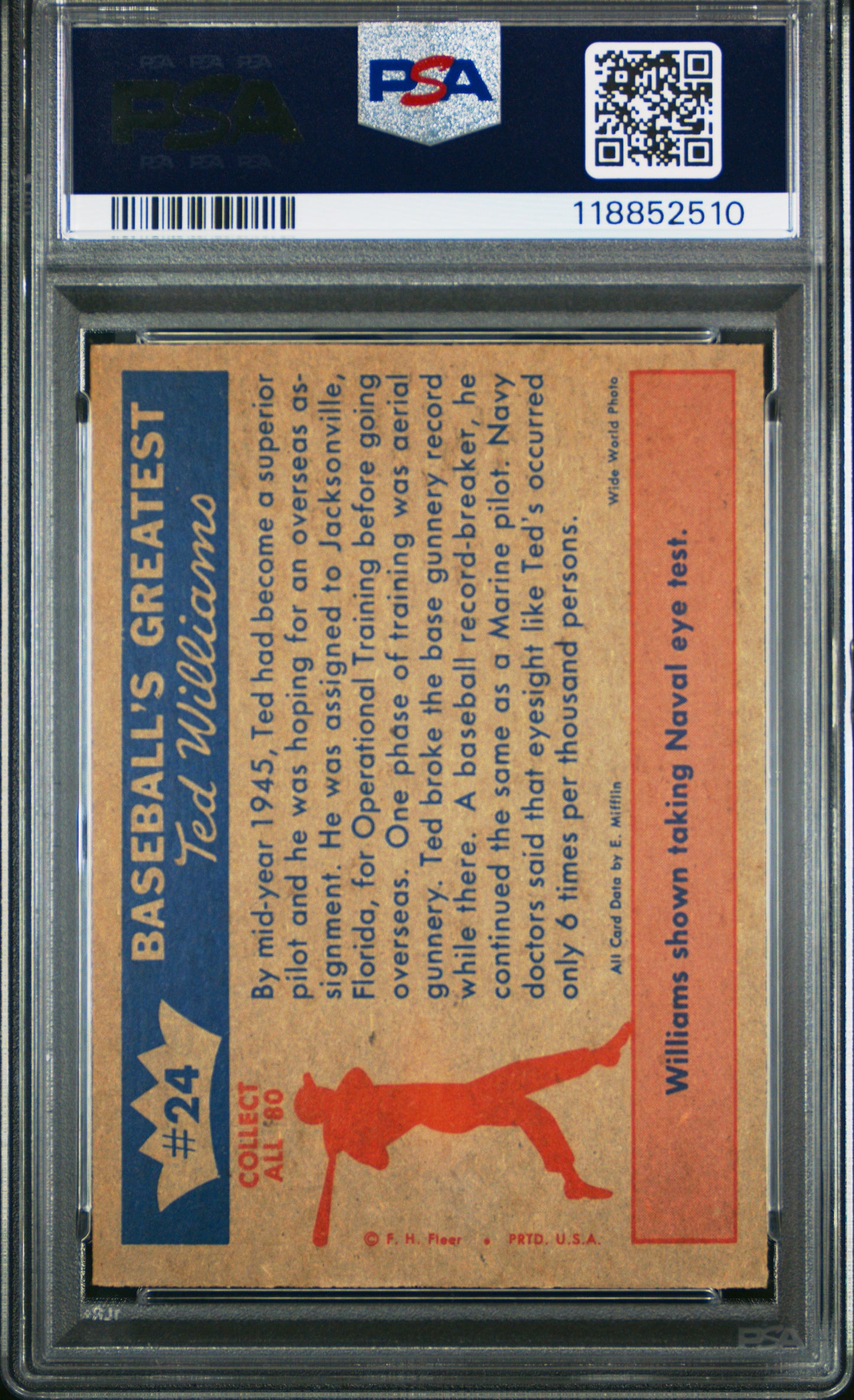 1959 Fleer Ted Williams Sharpshooter PSA 7