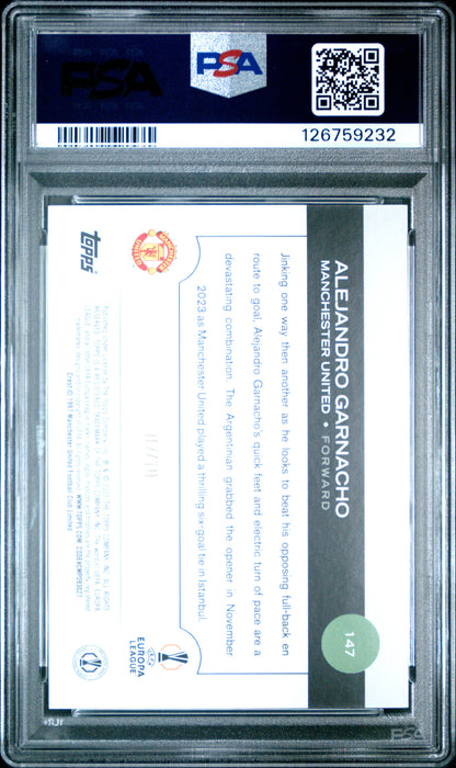 2024 Topps UEFA Club Competitions Alejandro Garnacho #147 Black Icy /10 PSA 10
