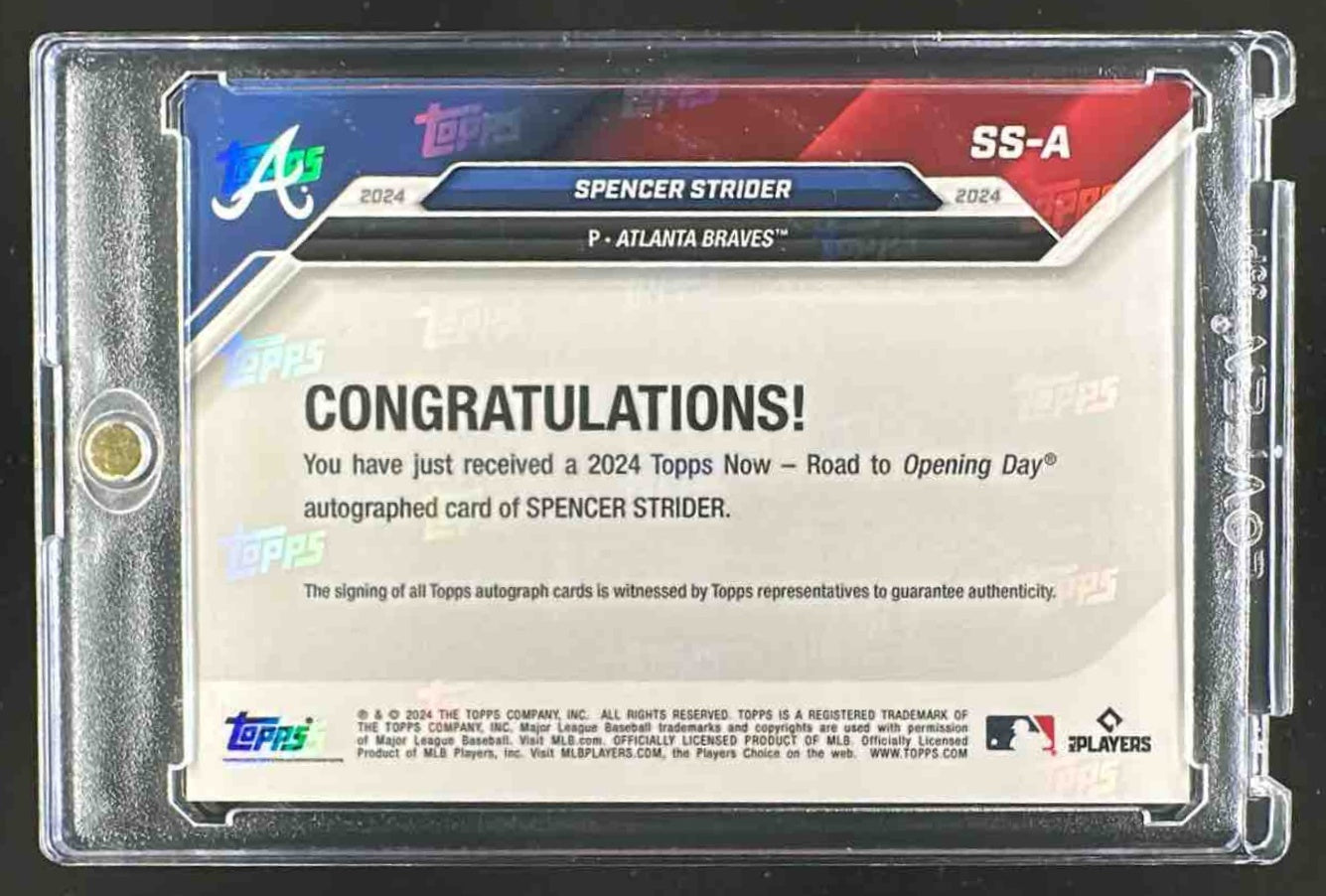 2024 Topps Now Spencer Strider Blue Auto /49