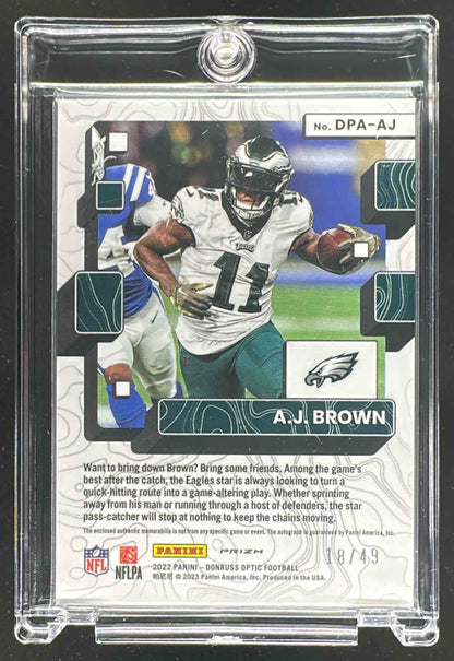 2023 Panini Donruss Optic A.J. Brown #DP-AJB Dynamic Patch Auto 18/25 MEM Eagles