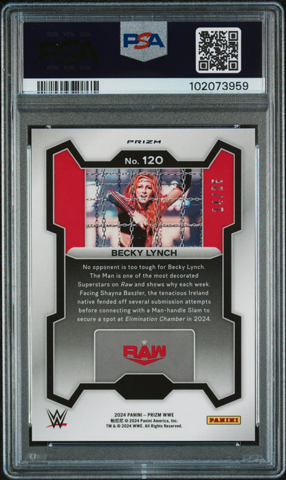 2024 Panini Prizm WWE Becky Lynch #120 Mojo Prizms 14/25 PSA 10