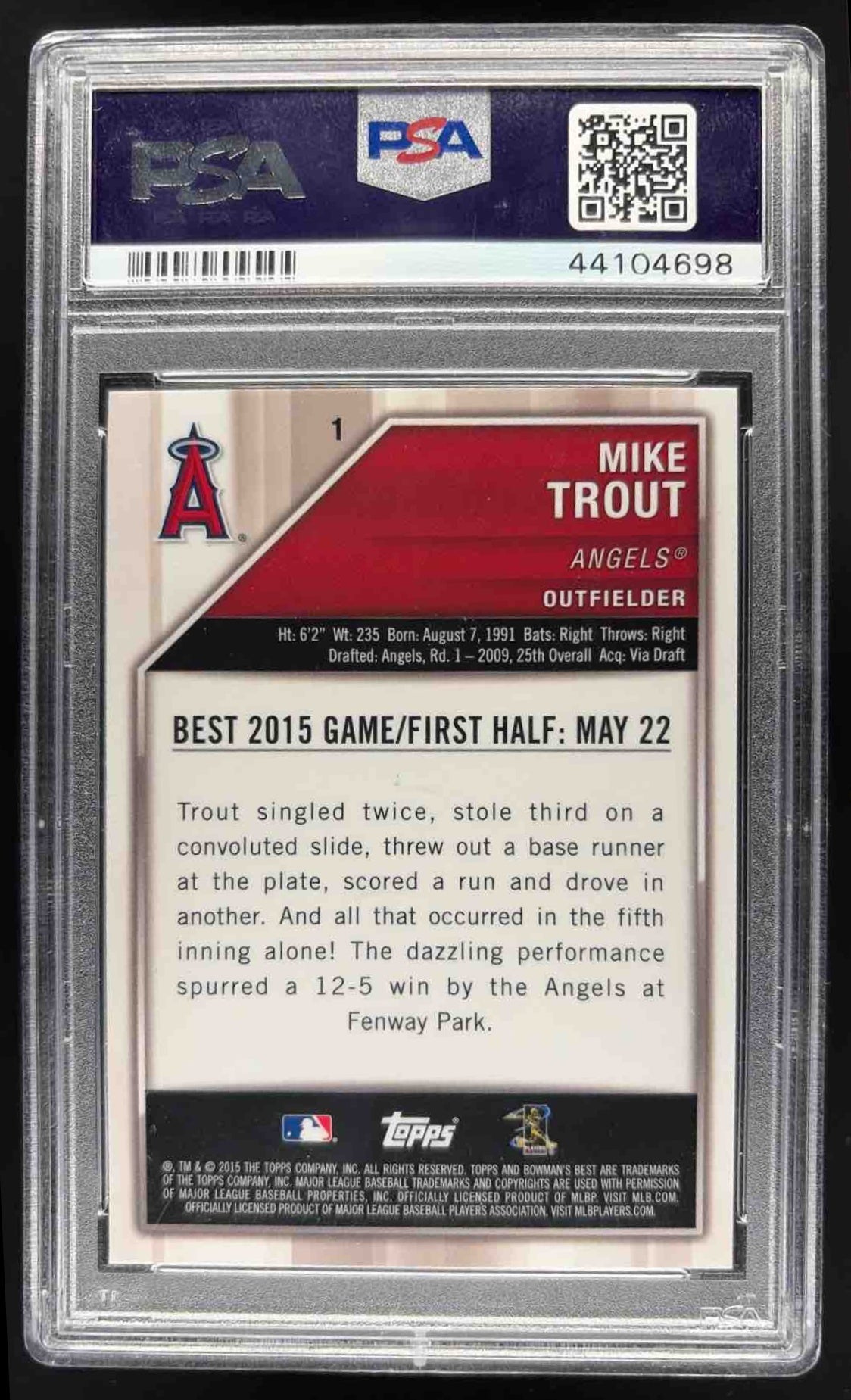 2015 Bowman's Best Mike Trout Atomic Refractor #1 PSA 10