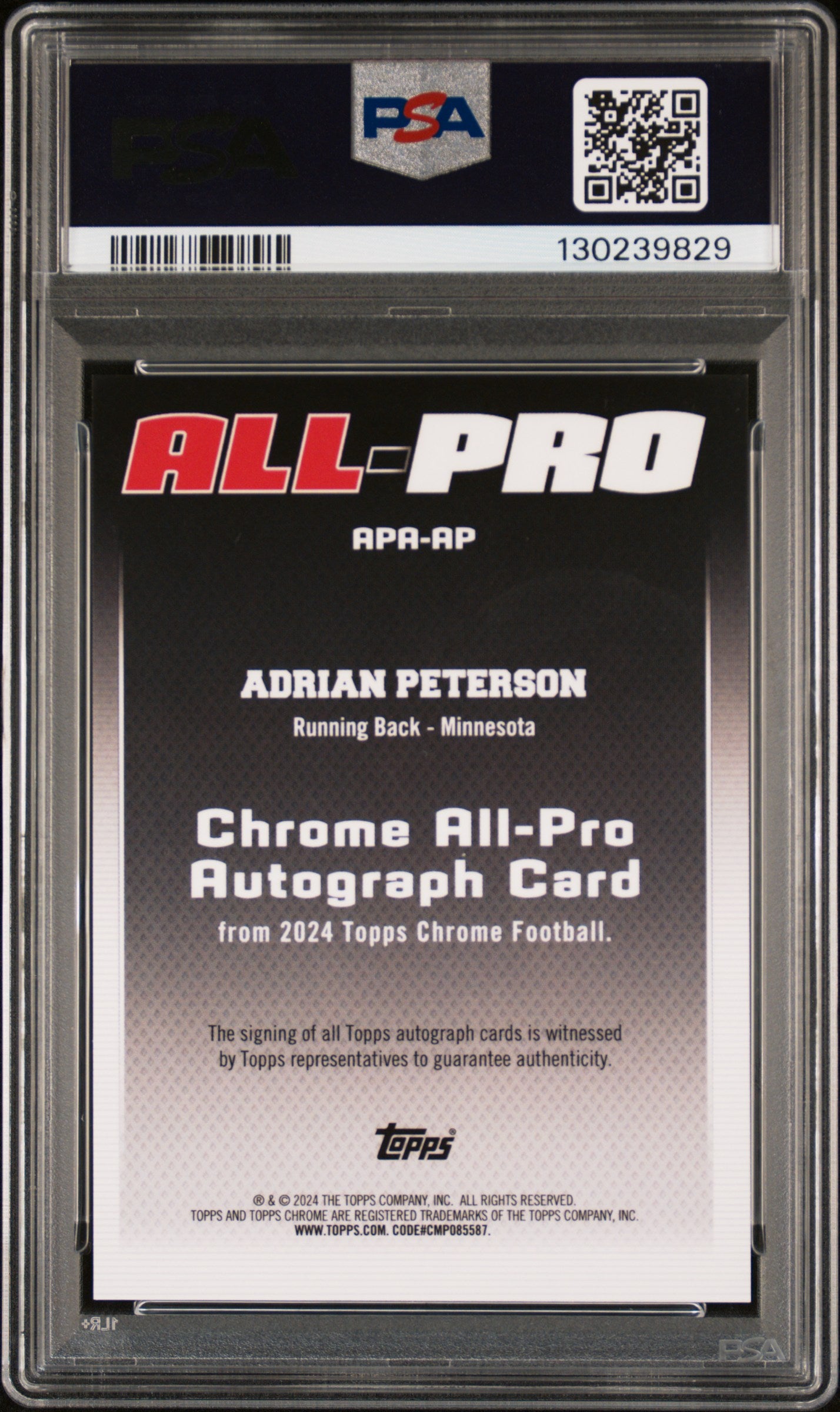 2024 Topps Chrome Adrian Peterson Orange All Pro Auto /25 PSA 10