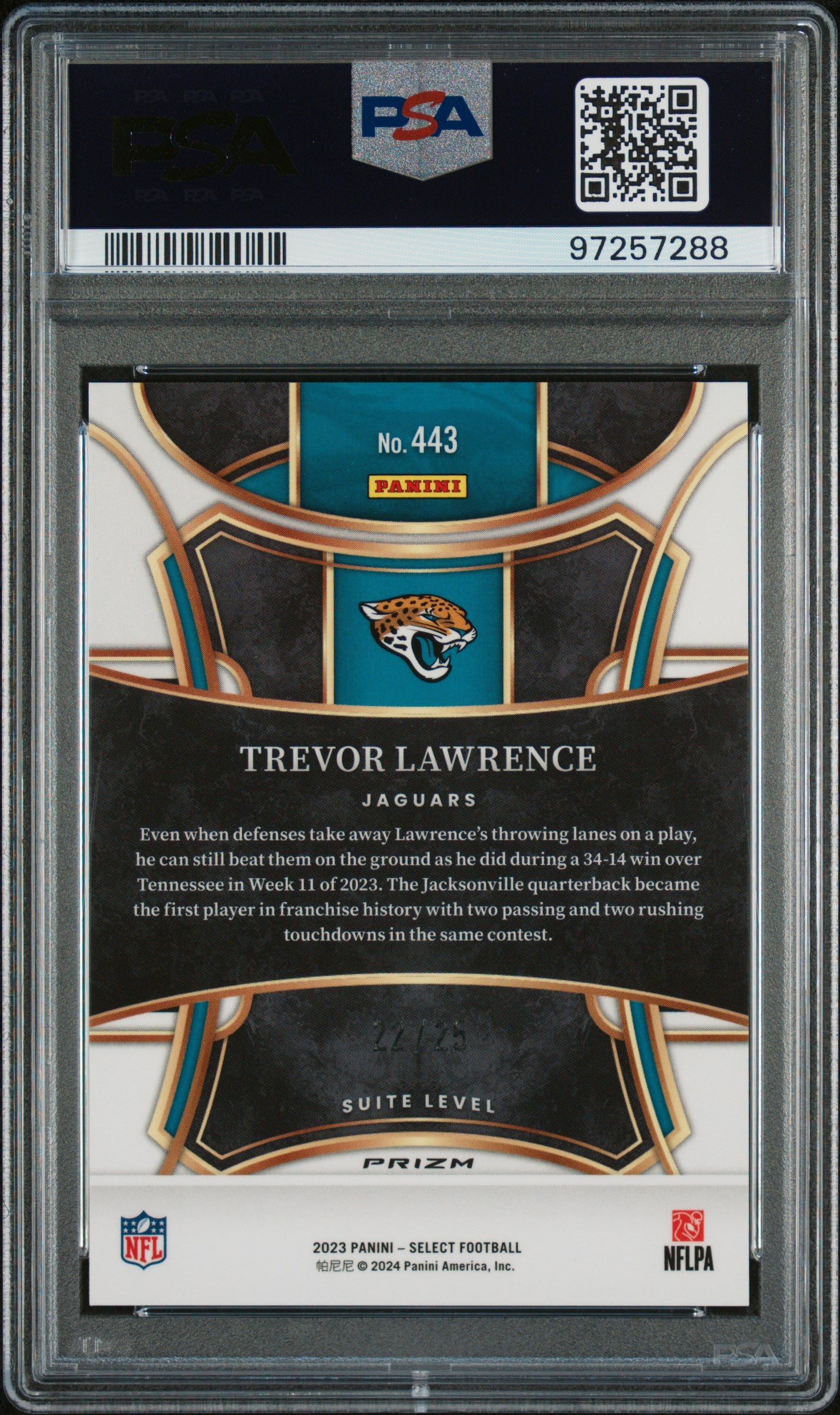 2023 Select Trevor Lawrence Tie-Dye Prizm Suite Level 22/25 PSA 10