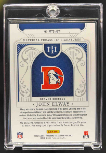 2025 Panini National Treasures John Elway #MTS-JEY Material Signatures /49 MEM Auto
