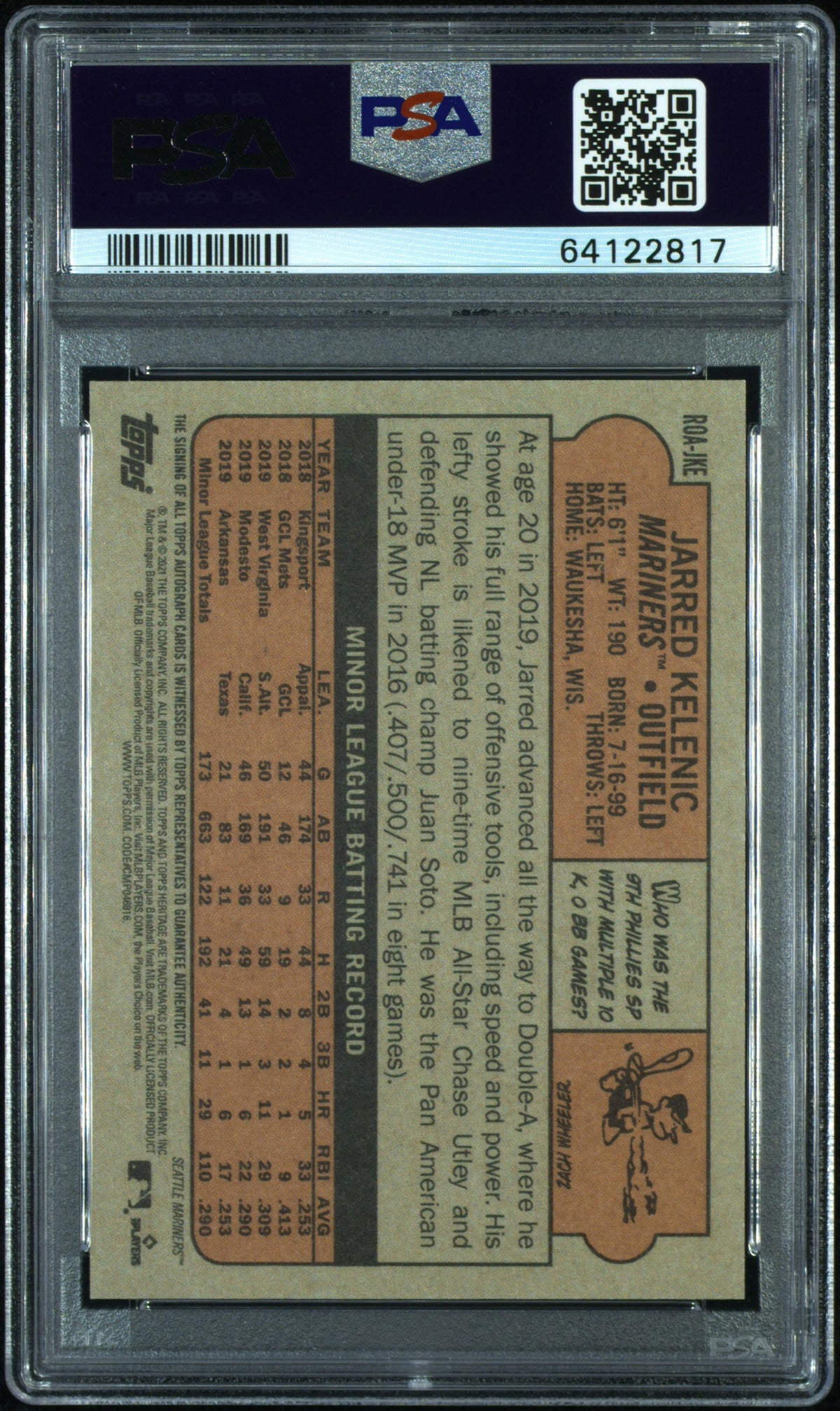 2021 Topps Heritage Jarred Klenic Real One Rookie Auto PSA 10