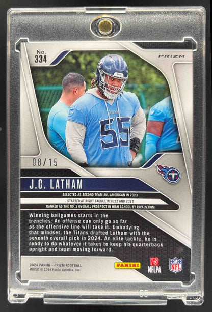 2024 Panini Prizm J.C. Latham #334 Choice Cherry Blossom 8/15 RC Titans