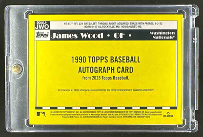2025 Topps Update James Wood #90AU-JWO 1990 Auto RC Nationals Green Auto /99