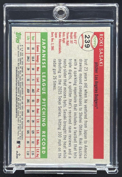 2025 Topps Chrome Platinum Anniversary Roki Sasaki #239 Gold Refractor /50 RC