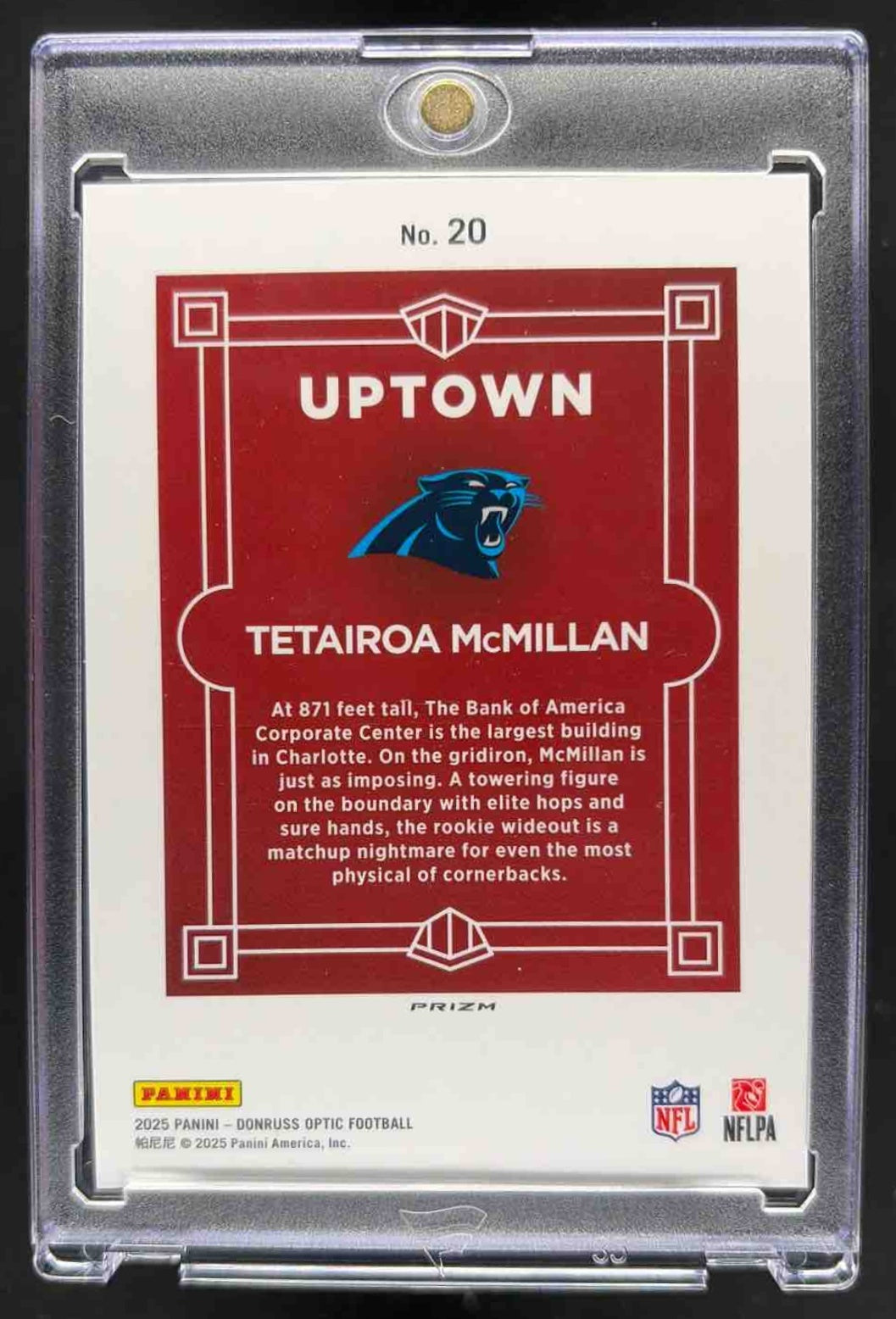 2025 Panini Donruss Optic Tetairoa McMillan #20 Uptown RC