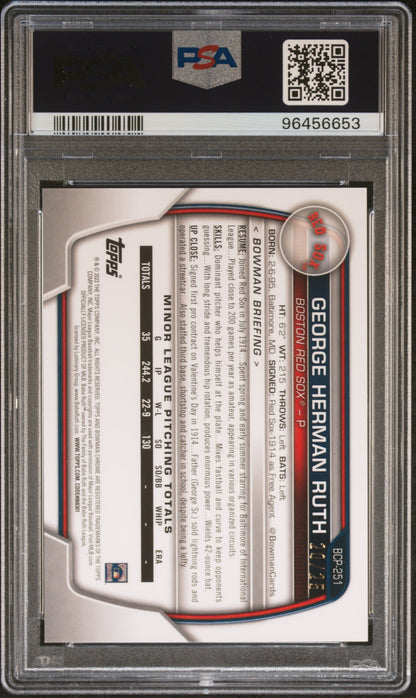 2023 Bowman Chrome George Herman "Babe" Ruth Orange Retrofractor 20/25 PSA 10