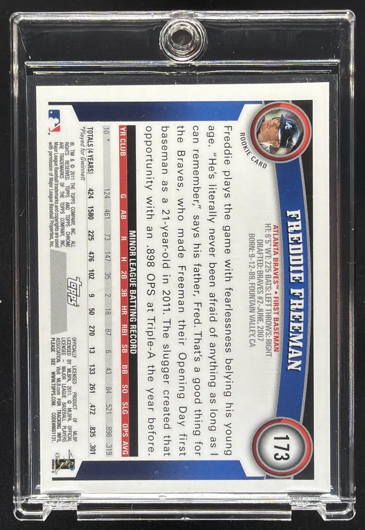 2011 Topps Chrome Freddie Freeman #173 Rookie Auto RC