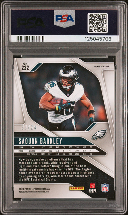2024 Prizm Saquon Barkley Gold Sparkle /24 PSA 9