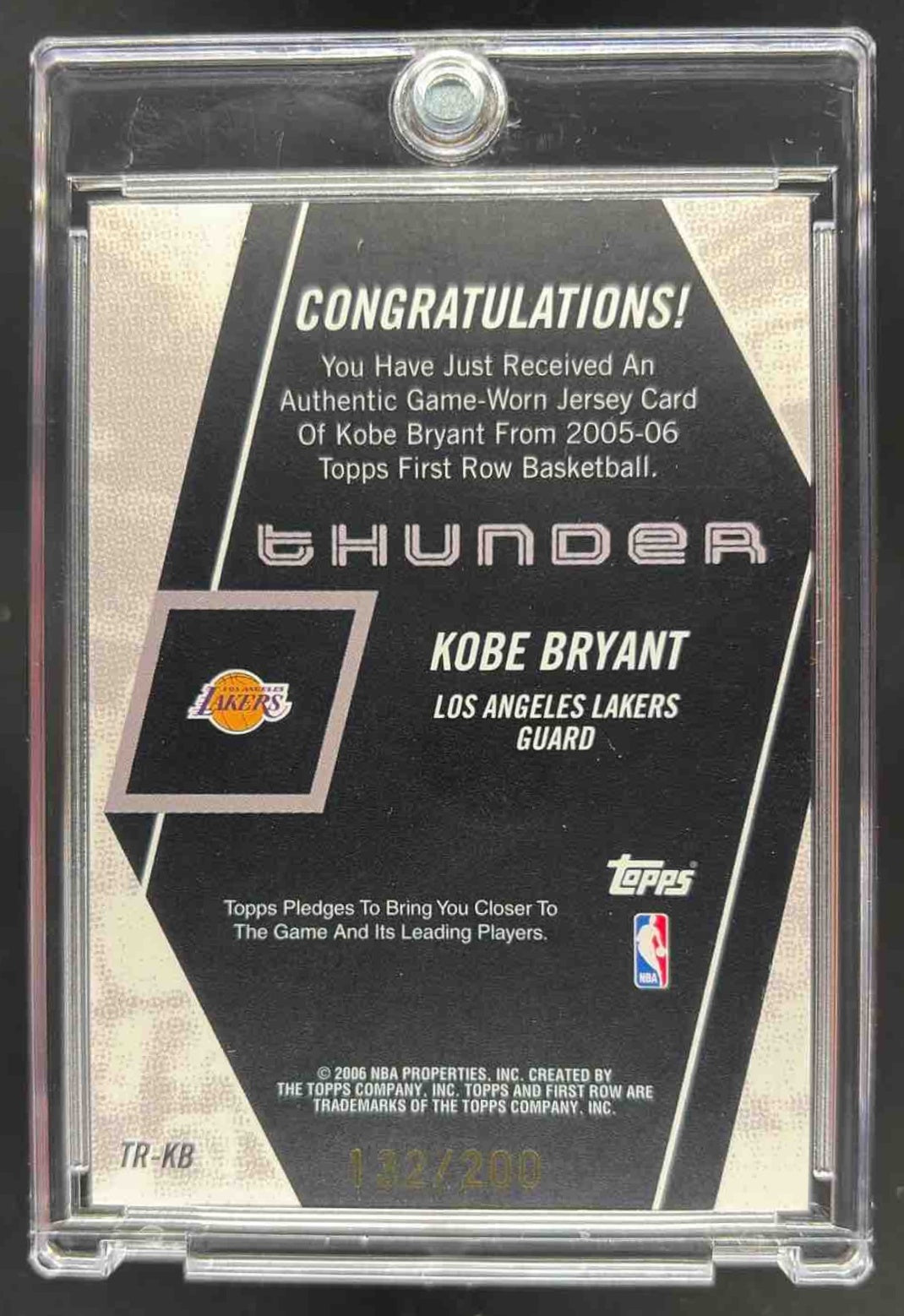 2006-07 Topps Kobe Bryant Thunder Game Used Patch /200