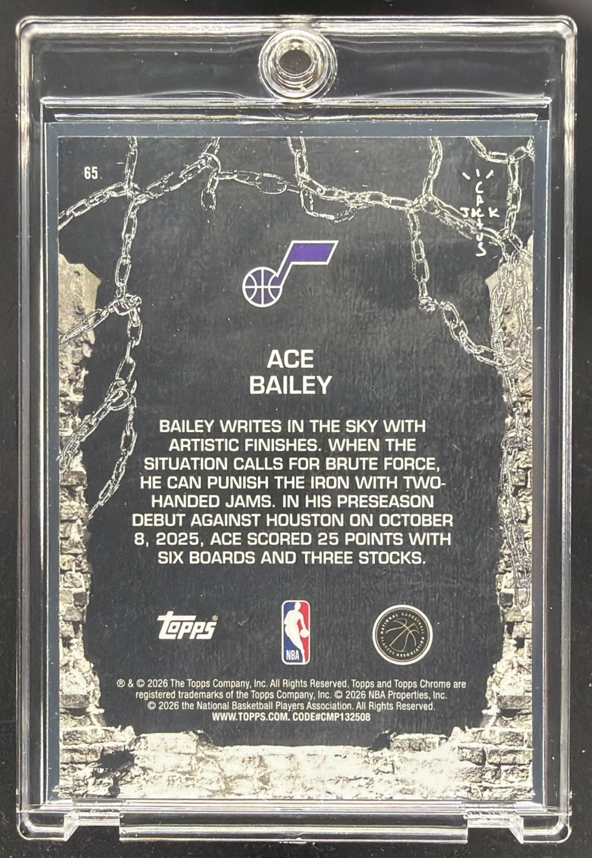 2025 Topps Chrome x Cactus Jack Ace Bailey #65/199 Rookie