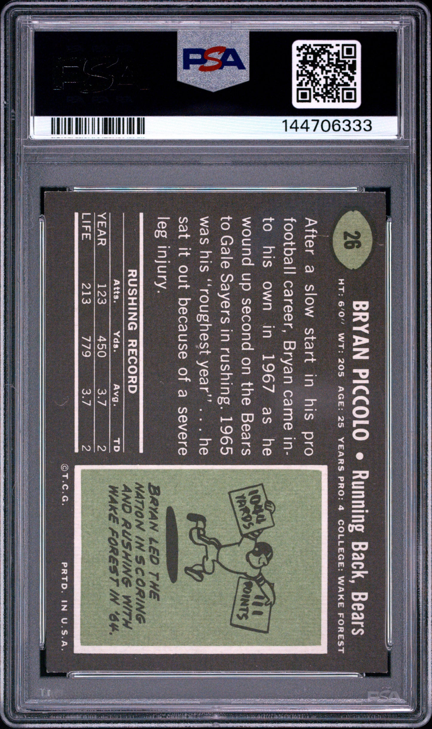 1969 Topps Brian Piccolo #26 RC PSA 5