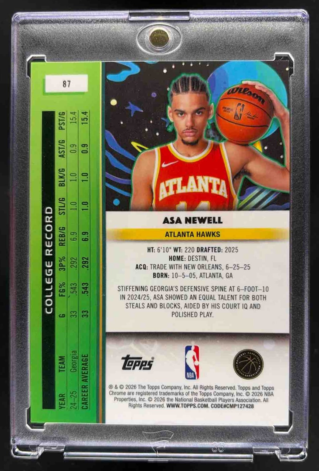 2025-26 Topps Cosmic Chrome Asa Newell #87 Black Eclipse Refractor 7/10 RC