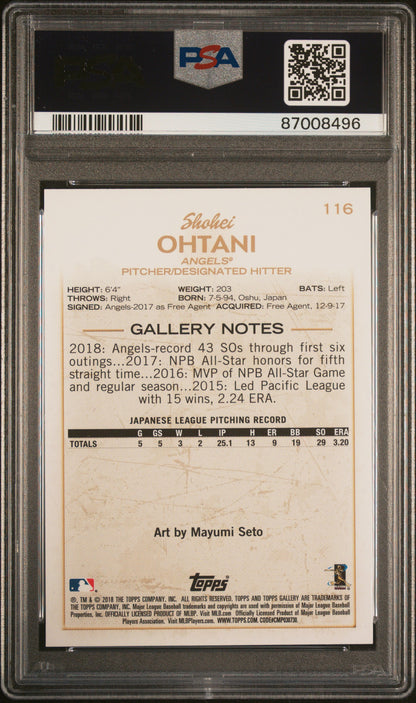 2018 Topps Gallery Shohei Ohtani Rookie PSA 10