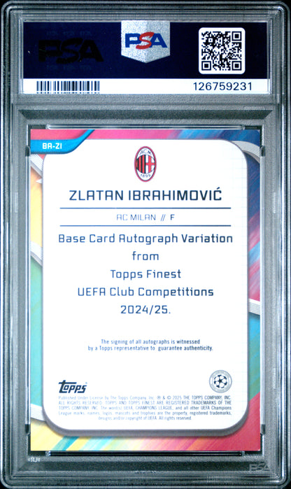 2024-25 Finest UCC Zlatan Ibrahimovic Black /10 Auto PSA 8