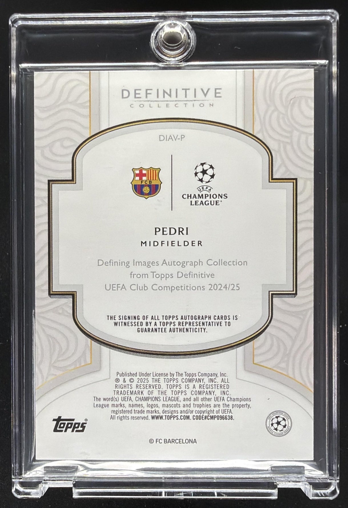 2024 Topps Definitive Collection UEFA Club Competitions Pedri #DIAV-P Auto /25