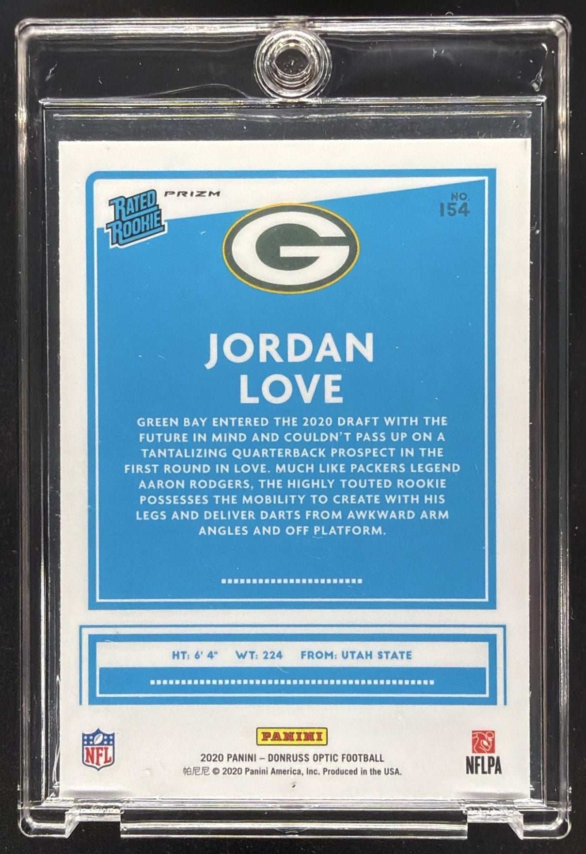 2020 Panini Donruss Optic Jordan Love #154 Green Velocity Prizm RC