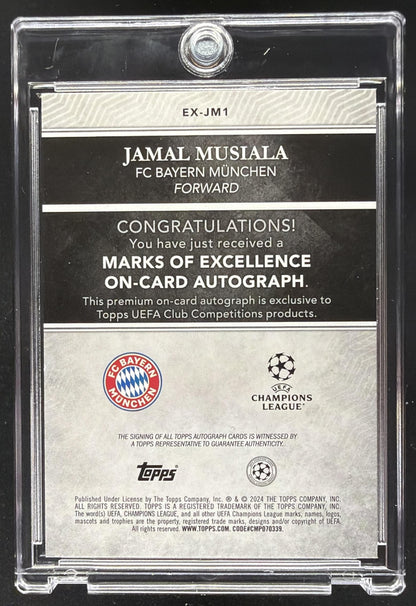 2024 Topps Chrome UEFA Club Jamal Musiala #EX-JM1 Marks of Excellence Auto Gold /50