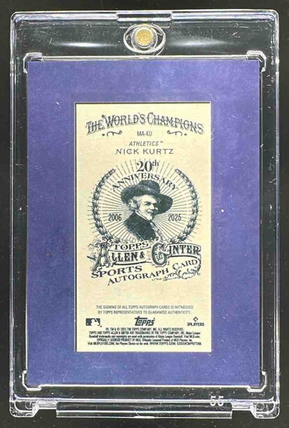 2025 Topps Allen & Ginter Nick Kurtz #MA-KU Framed Mini Auto Blue Frame /99 RC