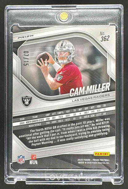 2025 Panini Prizm Cam Miller #362 Cherry Blossom 7/15 RC Raiders