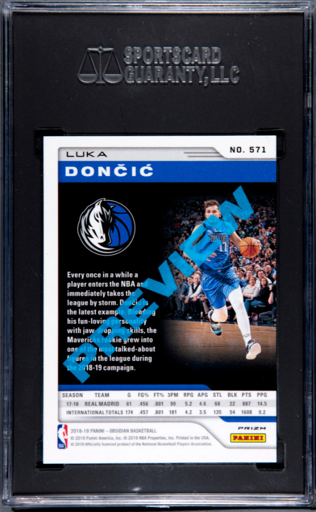 2018 Chronicles Luka Doncic Obsidian Preview SGC 9.5 RC