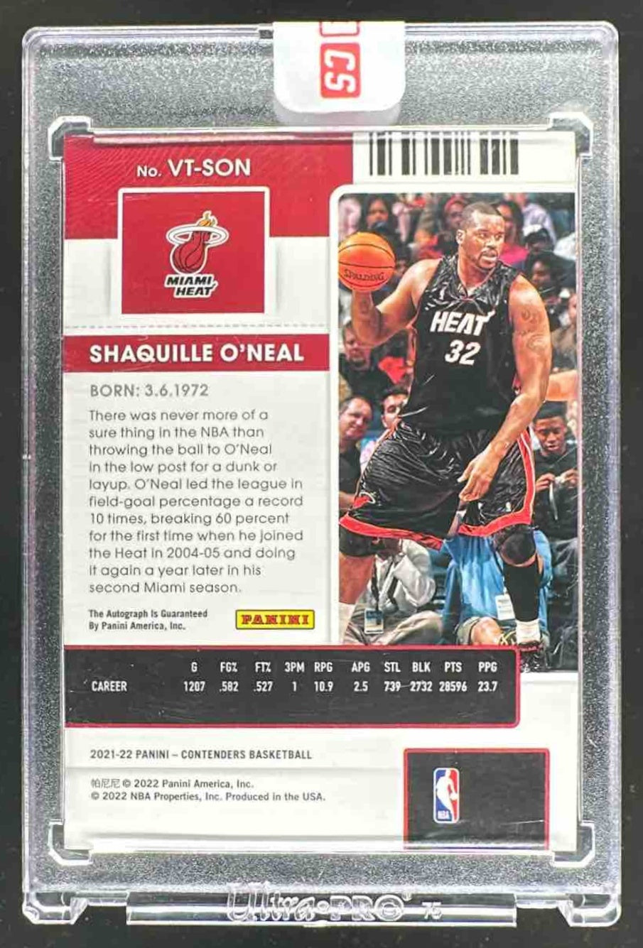 2021 Panini Contenders Shaquille O'Neal #VT-SON Cracked Ice Ticket /25 Auto