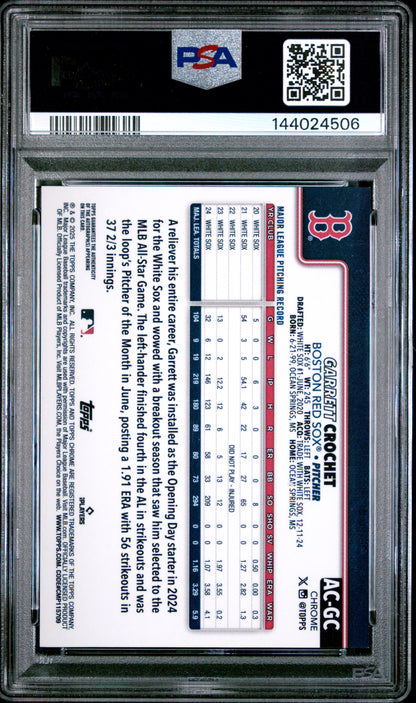 2025 Topps Chrome Update Garrett Crochet Black Refractor Auto /10 PSA 8