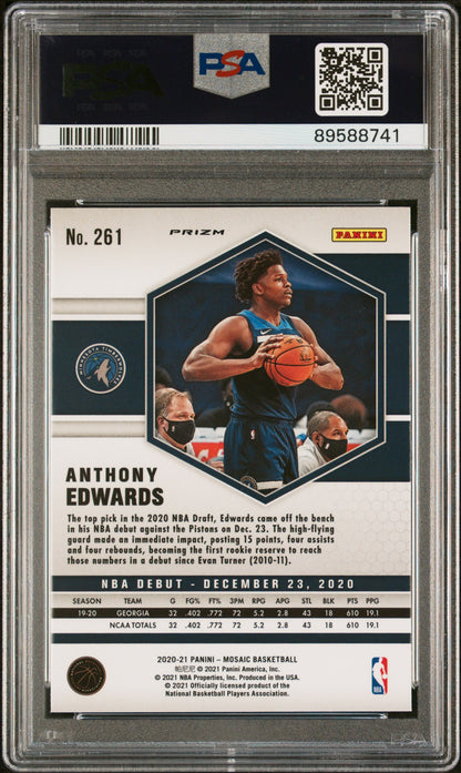 2020-21 Mosaic Anthony Edwards Reactive Orange Rookie PSA 10