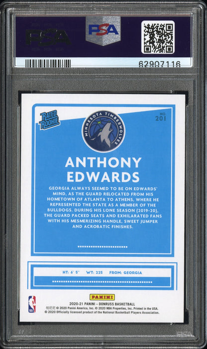 2020-21 Panini Donruss Anthony Edwards #201 Press Proof Purple 183/199 RC PSA 10