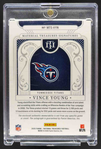 2025 Panini National Treasures Vince Young #CS-VYG Colossal Signatures Holo Silver /25 Auto